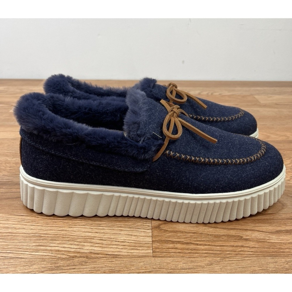 Skechers Cozy Ojai Moccasin Slippers in Navy Women's Size 11 Wide Fit NEW - Picture 6 of 11
